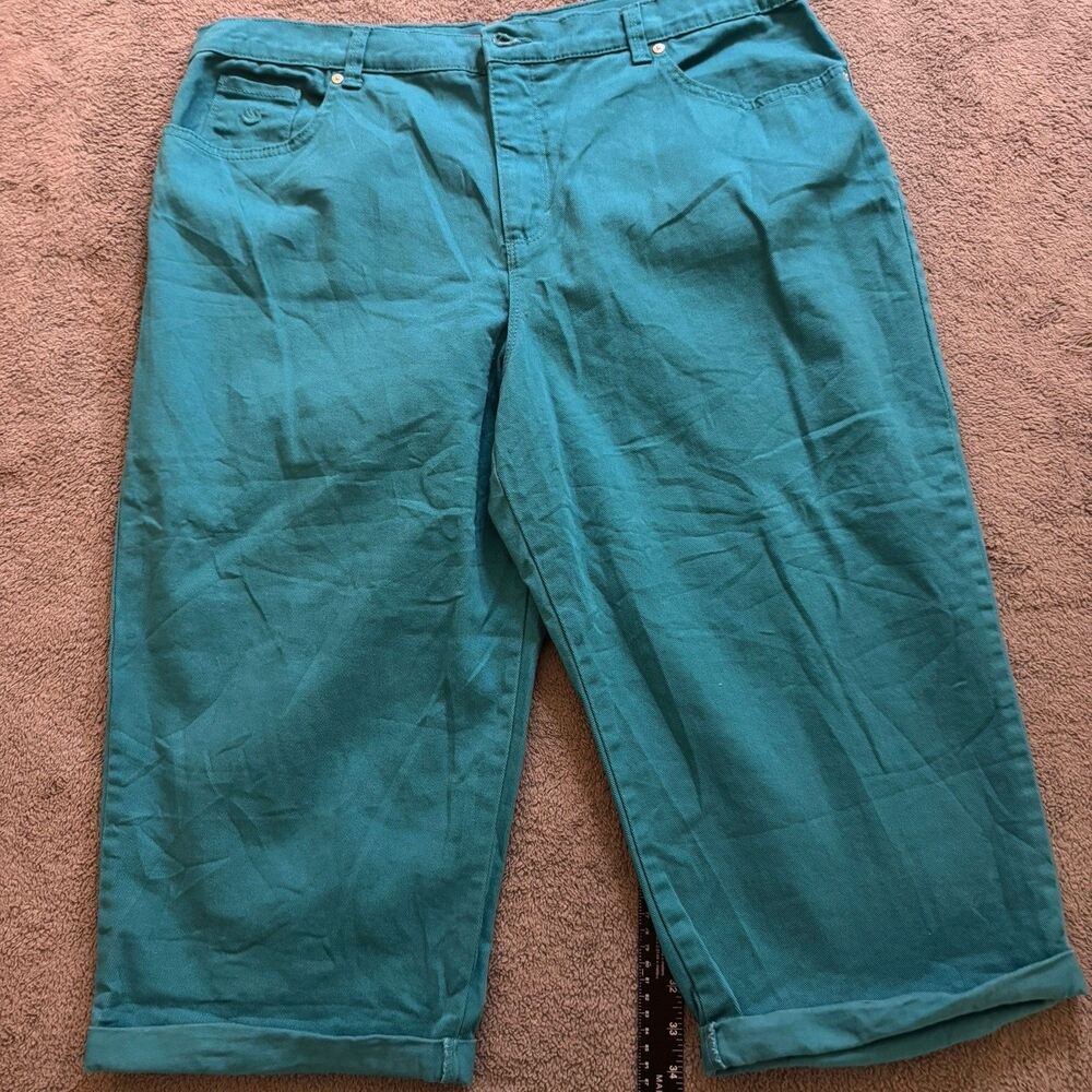 Gloria Vanderbilt Amanda Teal Size 16 Y2K Whimsical Summer Bold Casual Indie Pop